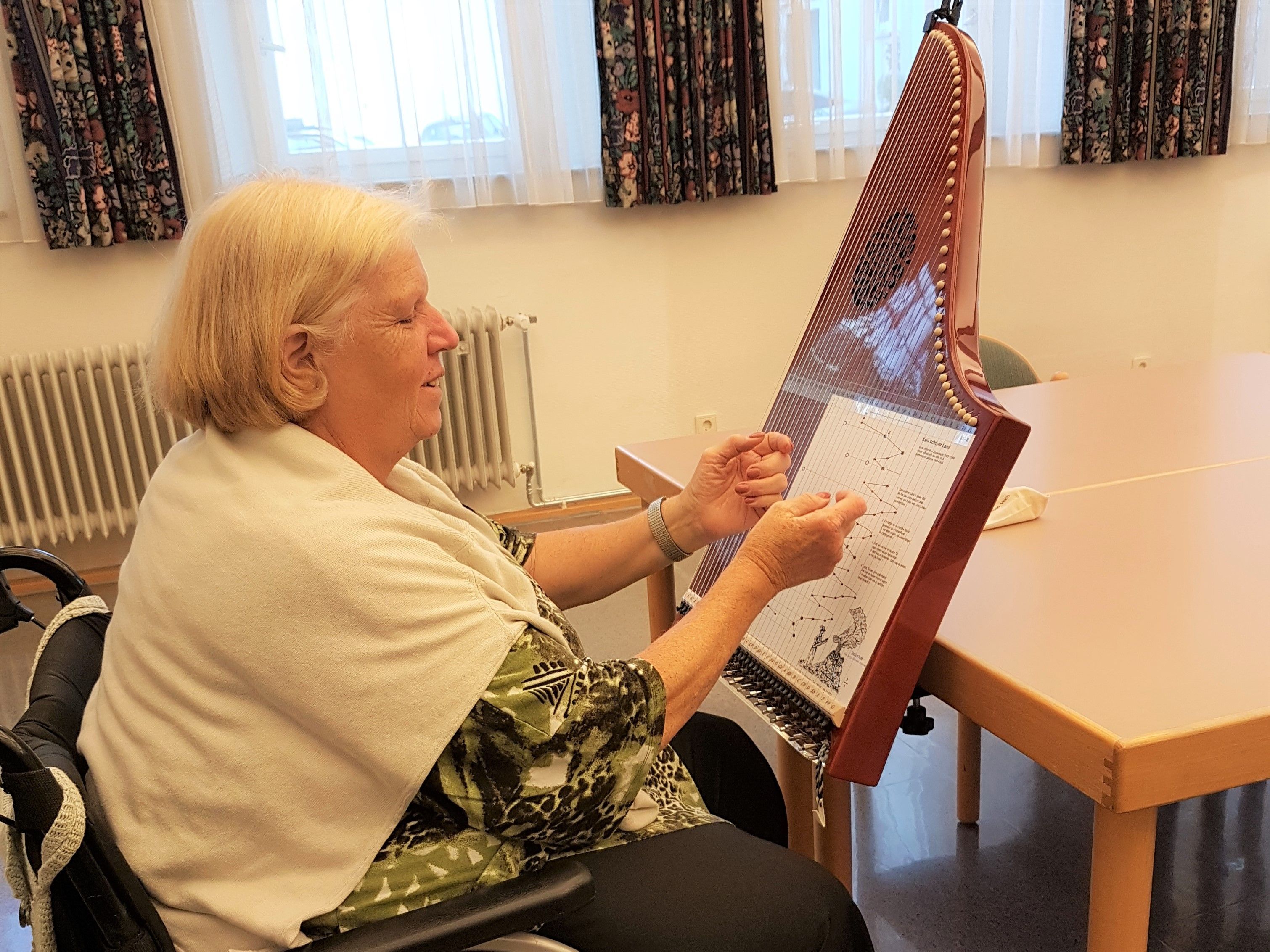 Angelika Bochnig spielt Veeh-Harfe. Foto: vhs