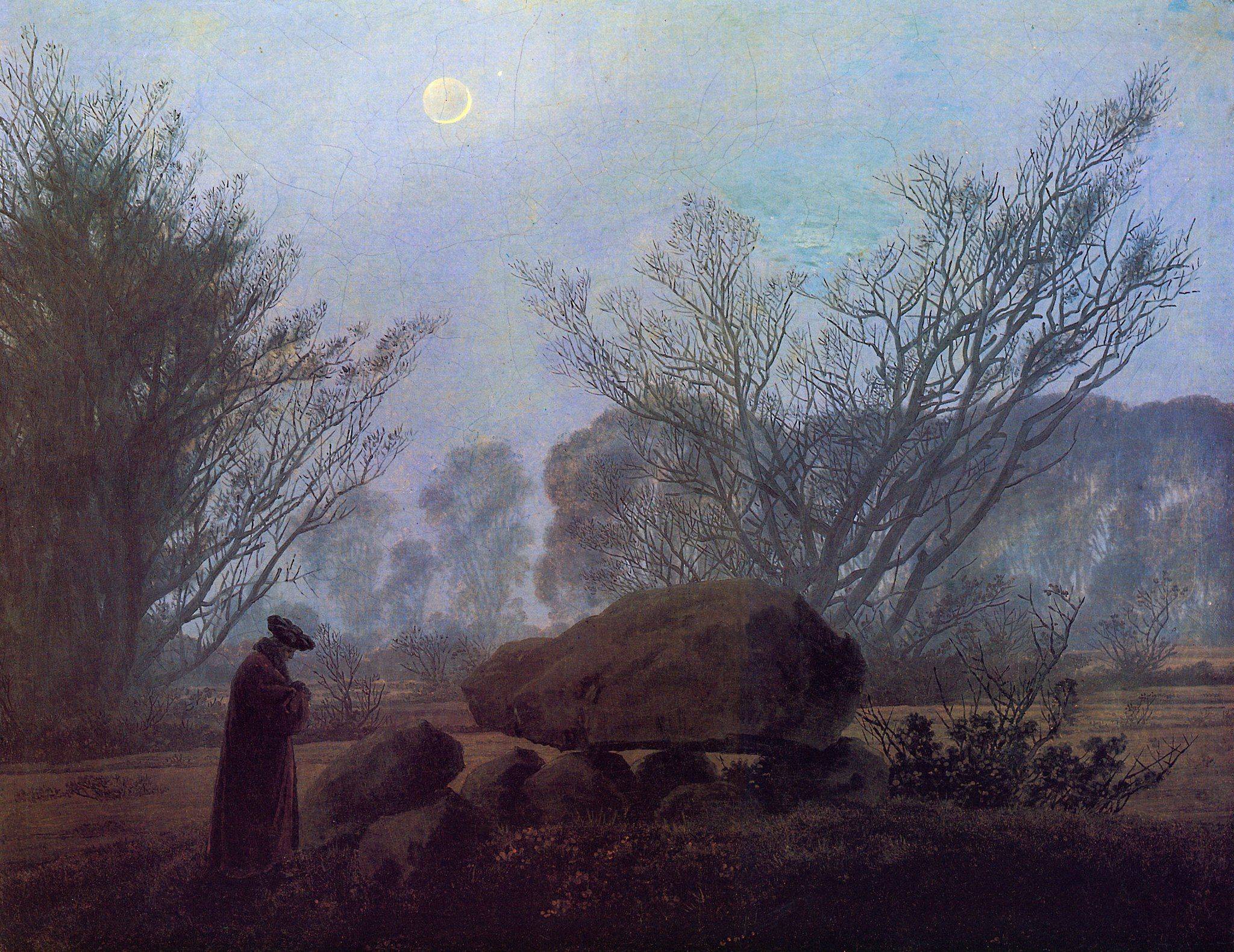 Gemälde von Caspar David Friedrich: Spaziergang in der Abenddämmerung