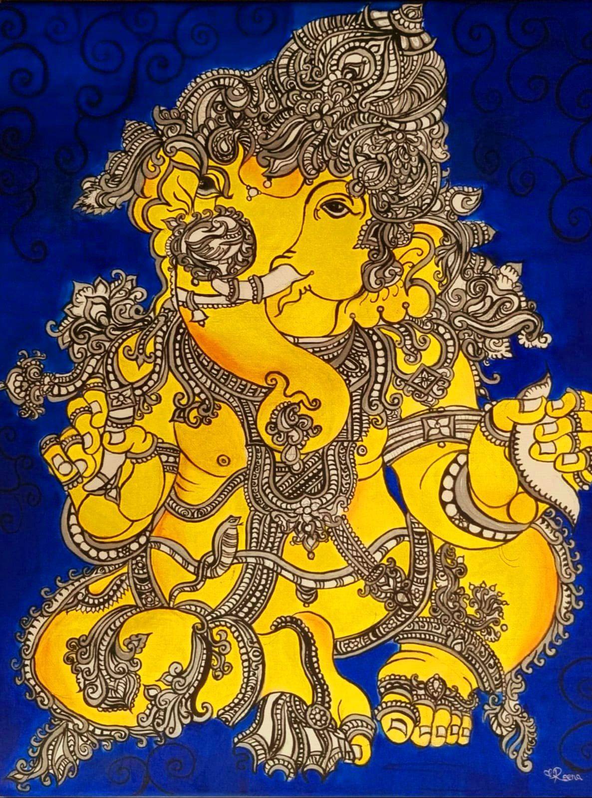 Bild der Gottheit Ganesha gemalt von Reena Bhatt